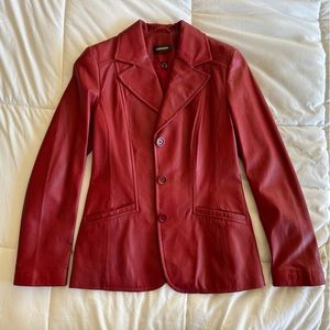 New Danier red leather jacket size small